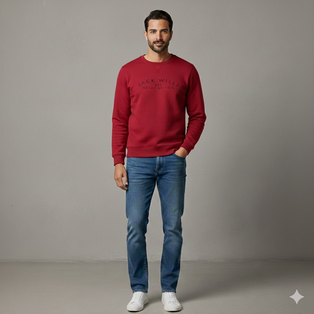 Jack Wills Bold Red Crewneck Sweater